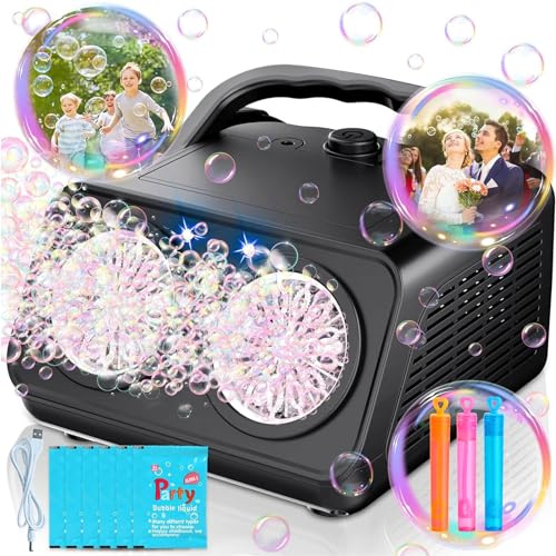 Bubble Machine - Automatic Bubble Maker 22000+ Bubbles Per Minute, Bubble Machine for Kids Outdoor Indoor Parties Birthday, Powered by USB or Batteries (Black)