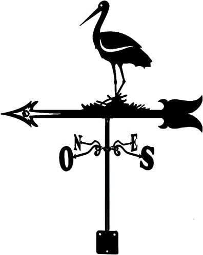 Veleta de Metal con Forma de cigüeña para modelar con Soporte para Techo, decoración para jardín, indicador de dirección del Viento, Veleta para cenador de Patio de Granja al Aire Libre.