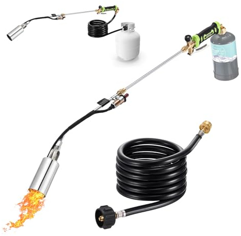 WorkBless Weed Torch, Propane Torch Weed Burner with 10 ft Hose, 1,800,000 BTU, Flame Weeder with Flame Control for Weeding, Snow Melting Torch