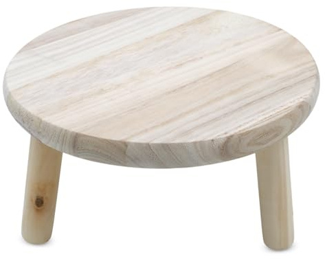 Spetebo Tabouret à fleurs en bois naturel avec 3 pieds – 29 x 15 cm – Support pour plantes rond naturel – Support décoratif pour plantes – Plateau de fleurs Mini table d'appoint