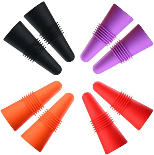 Miicol 8 Pack Silicone Wine Stoppers, Reusable Leak-Proof Bottle Stoppers for Wine, Champagne, Beverages, Multicolor Gift for Wine Lovers