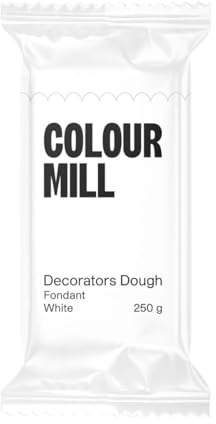 Colour Mill Decorators Dough Edible Cake Covering | Easy-to-Roll, Easy-to-Drape Fondant | Vanilla-Flavored Sugarpaste - 8.8 Ounce White
