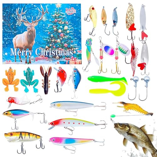 Fiskebete, adventskalender – 24 dagars nedräkning till jul med fiskebeteset, festival fiskebait kit för vuxna, tonåringar, fiskare, män, pojkar, husband Him