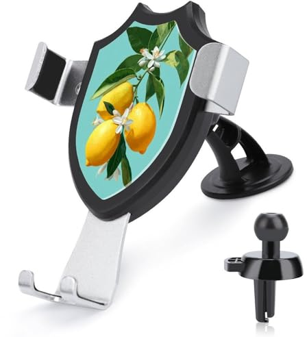 Jubonexis Lot de 3 supports de téléphone de voiture en forme de citron sur un arbre vert avec base triangulaire à clip pour grille d'aération - Accessoires automobiles pour smartphones de 4 à 6 pouces
