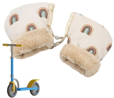 Syengery Gants de Poussette,Manchons Chauds et Épais à Doublure en Peluche | Manchons Anti-Gel Motif Arc-En-,Pour Utilisation En Hiver Extérieur Avec Poussette Et Guidon De Vélo