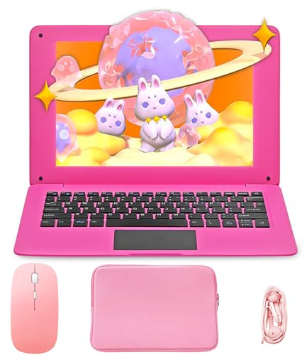 AKEDA 10.1'' Mini Laptop QWERTY, Notebook Compatto con N4000, 8GB RAM, 64GB/128GB Storage, Netbook Portatile per Bambini Studenti Apprendimento a Casa – Tastiera Inglese