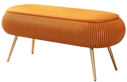Elegante panca imbottita in poliuretano con gambe in acciaio inox – sedile portaoggetti per ingresso e camera da letto, 100 cm (ge) – moderno accento in pelliccia
