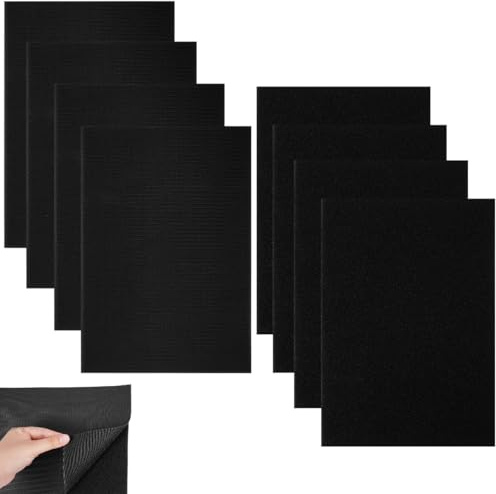 Jyongrmy 8 stycken kardborrband för sömnad, 20 x 30 cm svart nylon kardborrband brett utan lim, flexibel skärning, kardborreband för textilier, kläder, skor