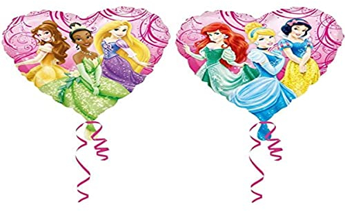 Amscan 2640109 - Palloncino in stagnola con motivo a forma di cuore, motivo: Principessa Disney