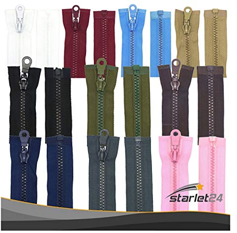 Starlet24® Reißverschluss Kunststoff 5mm grob teilbar, Reißverschlüsse Plastik-Zähne für Jacken & Taschen - Schwarz 140 cm