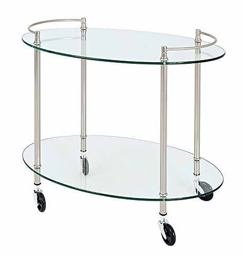 HAKU Möbel Carrello di servizio aspetto acciaio inox, Metallo, vetro di sicurezza 8 mm - Dim. L 68 cm x A 63 cm x P 46 cm, Stile Contemporaneo