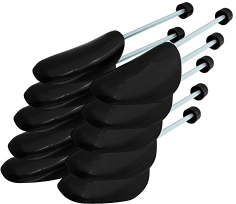 Incutex 5 Paar Schuhstrecker variabel Gr. 38-44, Schuhformer aus Kunststoff, Schuhspanner, schwarz