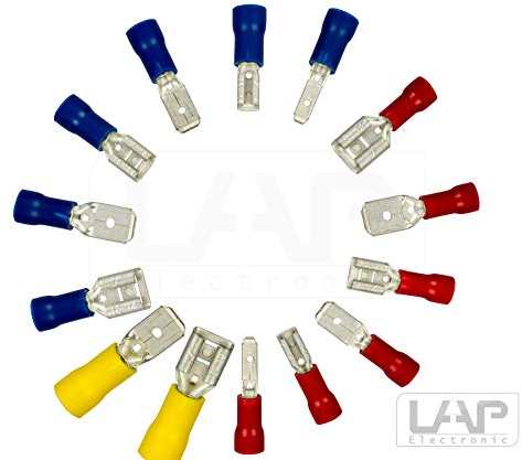 Flachstecker Flachsteckhülsen 0,5-6 mm² Kabelschuh Steckverbinder DIN Hülse Auswahl: (25 Stück, W2,8mm 0,5-1,5 mm² rot)