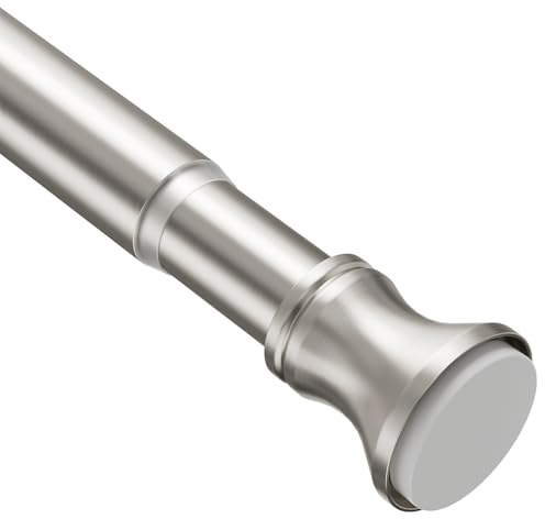 Amazer Spring Tension Shower Curtain Rod, 54-90 Inches Rust-Resistance Tension Curtain Rod Bathroom Rod, Adjustable Shower Curtain Rod No Drill, Nickel
