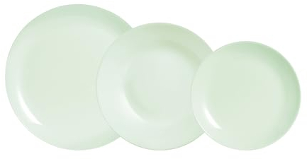 LUMINARC DIWALI PARADISE, Service de table en verre opale vert, 12 pièces, 4 personnes