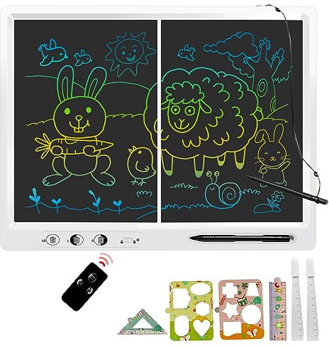 LCD Schreibtafel Kinder，22 Zoll Dual Screen it 2 Stiften und verstellbarem Stand LCD-Schreibtablett Kind, Erwachsener Lehrer Bildung Bürobedarf, Weihnachtsgeschenke für Jungen und Mädchen