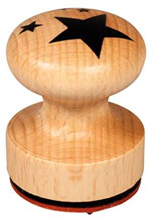 Rayher Stempel Holz „Sternchen“, rund, 3 cm ø, Motivstempel Holz, Holzstempel, Weihnachtsstempel, Butterer Stempel, Rundstempel, 29230000