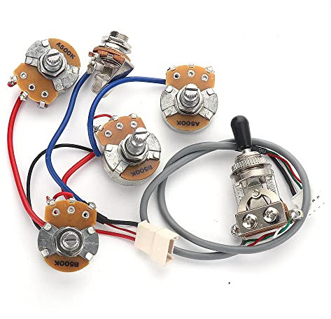 XIYANGJUAN Gitarren-Kabelbaum-Set, Tonabnehmer, Kabelbaum mit 2T2 V, A500 K, B500 K und 3-Wege-Kippschalter für E-Gitarre im LP-SG-Stil