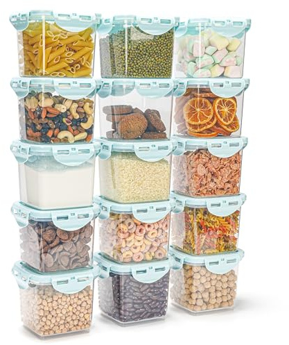 BELLE VOUS Set de Tapers con Tapa - 15x Botes Taper Hermetico de Plastico para Almacenaje de Cocina de 650 ml - Recipientes Herméticos para Alimentos - Contenedores de Comida