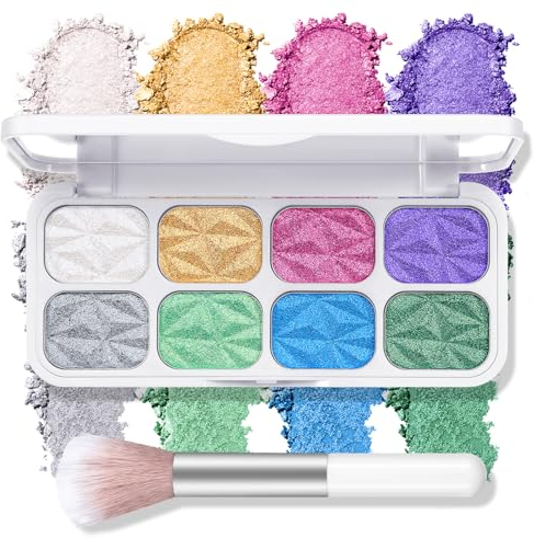 Boobeen 8 Farben Highlighter Schminke Highlight Powder Palette, Schimmer Gesichts Illuminator Bronzer Palette wasserdicht lang anhaltend, Hervorhebung Lidschatten & Definition des Gesichts
