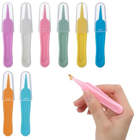 Tomedeks 8 Stück Nasenreiniger Baby, Baby Nasenpinzette, Plastik Pinzette, Nase Reinigung Pinzette, Rundkopf Pinzette, Kunststoff Pinzette, Für Nasenreinigung(8Farbe)