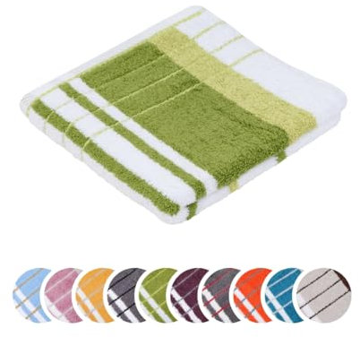 liebling Handtuch, 100% Baumwolle, Serie Potsdam, 50 x 100 cm, 60 Grad waschbar, trocknergeeignet, Farbe: dunkelgrün & Limone