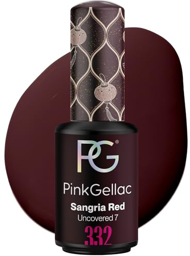 Pink Gellac Vernis Semi Permanent UV - 332 Sangria Red 8 ml - Vernis Gel UV Semi Permanent Rouge Pour 14 Jours - Gel Polish Facile à Utiliser de Qualité Salon - Facile à Enlever