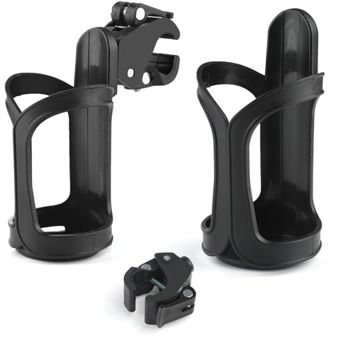 OIHCAZ 2PCS Pram Cup Holder, Cup Holder for Pram Buggy Stroller Pushchair Bike Wheelchair Cup Holder Pram Drinks Holder for Bicycles Motorcycles(360° Rotating Non-slip Clip)