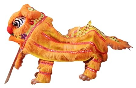 MotiveTech Chinese Marionette Lion Toy,Chinese New Year Decoration,Souvenir 2025 Portable Hand String Lion Dance Puppet Festival Party, Yellow