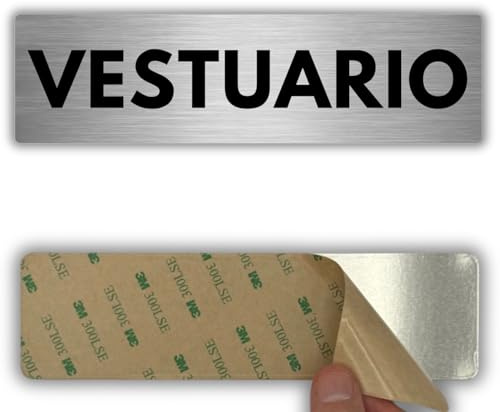 LEIASA | Señal Vestuario - 5x18 cm - Grosor 0.8 mm - Aluminio - Cartel Adhesivo - Rótulo Vestuarios - Señalización Cambiadores - (Vestuario)