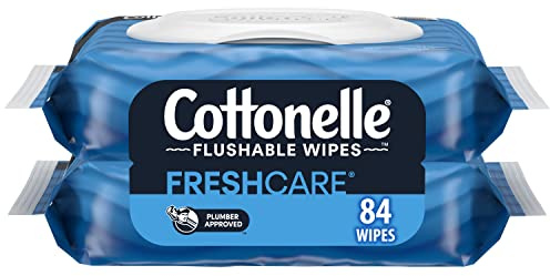 Cottonelle Flushable Wet Wipes for Adults, 2 Flip-Top Packs, 42 Wipes per Pack (84 Wipes Total)