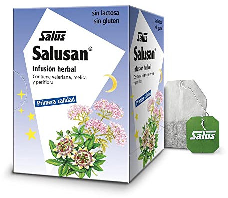 Salus - Salusan Infusión Herbal - 15 Sobres - Contribuye a la Relajación y Ayuda a Conciliar el Sueño - Elaborado con una Selecta Mezcla de 8 Plantas Medicinales