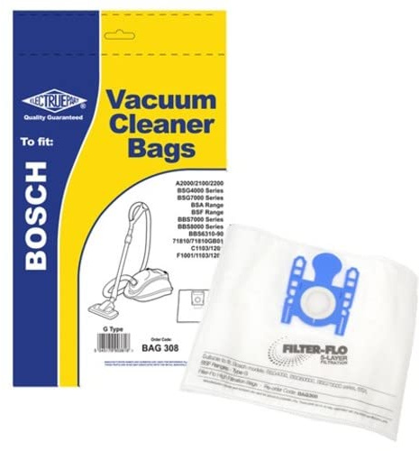 Electruepart Bosch Type G Synthetic Filter-Flo Microfibre Vacuum Cleaner Hoover Dust Bags (Pack of 5)