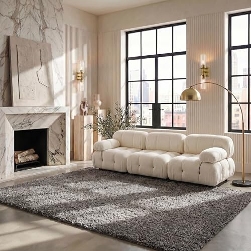 SAFAVIEH Milan Shag Collection Area Rug - 8' x 10', Grey, Solid Design, Non-Shedding & Easy Care, 2-inch Thick Ideal for High Traffic Areas in Living Room, Bedroom (SG180-8080)