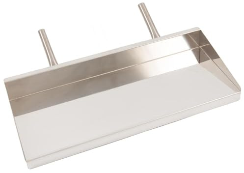 Giemme Leccarda in Acciaio Inox per Caminetto o Barbecue 79x20x3 cm, Raccoglitore di Grassi Durante la Cottura, Impugnatura in Acciaio Inox 15 cm