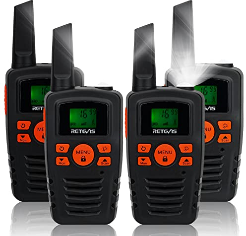 Retevis RA635 Walkie Talkie 4er,16 Kanäle, PMR446 Lizenzfrei, Große Reichweite, CTCSS/DCS, VOX, LED Taschenlampe, Walkie-Talkies Geschenke für Erwachsene Kinder Skifahren Outdoor-Aktivitäten