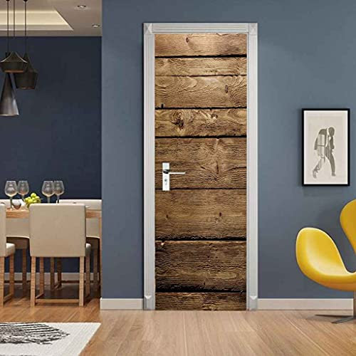 JFEDMN Adesivi per Porte 3D, 90x210cm Tavola di legno nostalgica vintage Carta Parati Porte Autoadesivo Camera da letto Bagno Stanza dei bambini Vinile Removibile Murale Porta Adesivi Murali Casa Deco