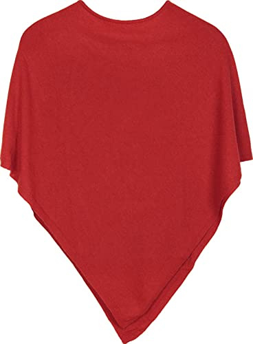 styleBREAKER Poncho de punto fino para mujer en color liso, corte ligeramente asimétrico, sin mangas, cuello redondo 08010042, color:, coral, Talla única