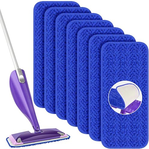 7er Set Wiederverwendbar Mop Pads für Swiffer WetJet Swiffer Bodenwischer, Mikrofaser Swiffer Feuchte Bodentücher für Fliesen, Laminat und Fast jeden Boden, 30 x 14 cm