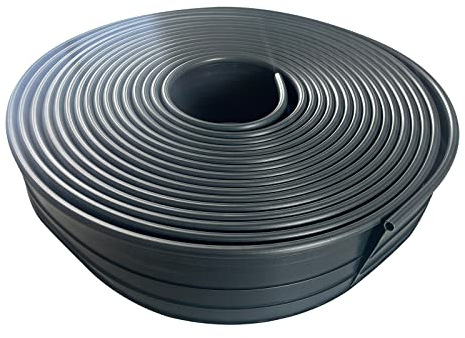 UISEBRT Bordure de pelouse Flexible en Plastique - 12 m - Bordure de Parterre avec Bord supérieur Rond - Empêche la Propagation des Racines - Bordure Stable - 9,6 cm x 12 m - Anthracite