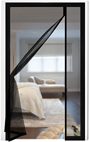 Fillis Magnetic Fly Screen for Doors 90x210cm, Side Opening Fiberglass Door Curtains Anti Mosquito Mesh with Full Frame Hook and Look, Keep Insects Out