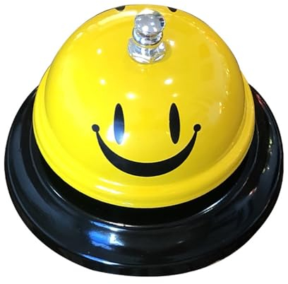 Hotel Rezeption Tischglocke,Tischglocke Rezeptionsklingel Smile Empfangsglocke Edelstahl Schreibtischglocke Gelb Thekenglocke Klingel für Restaurant Küche Hotel Bars Service Haustier