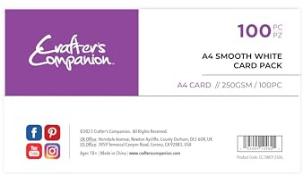 Crafter's Companion A4 Smooth White Card Pack 250 GSM-Pack innehåller 100 ark, vit-250 GSM