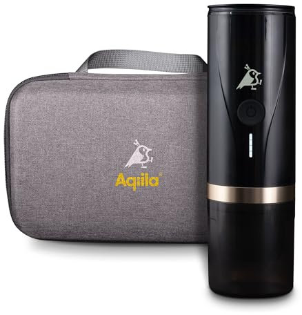 Aqiila Coffeebird tragbare Espressomaschine to go – Bedienung mit einem Knopf, Druck 20 bar, selbstheizend, kompatibel mit Nespresso-Kapseln & gemahlenem Kaffee, Set Espressokocher inkl. Reise-Etui