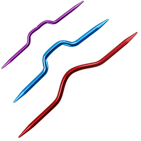 3Pcs Knitting Cable Needle Crooked Needle Kink Curved Hand Knit Needles Curved Crochet Hooks Aluminum Knitting Stitch Holders (Random Color)