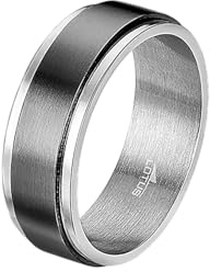 LOTUS STYLE Anillos Hombre - Anillo Acero Inoxidable Hombre 316L - Diseño Ergonómico y Ajuste Perfecto Talla 24 - Plateado LS2395-3/224 22.80 mm - Resistente al Agua