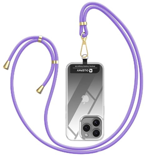 OLEPHY Crossbody Phone Lanyard Strap with 2 Pack Patchs, Purple