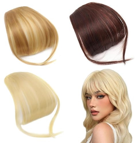 Cinsersr 3 stück Pony Haarteil Clip in Pony Echthaar Bangs Clip in Haarteil Pony Geeignet für Frauen Die Ihre Frisur Ändern Möchten, geeignet für Den Täglichen Gebrauch Bequem und Natürlich