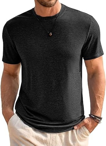 Runcati Tee T-Shirt Maglietta Uomo Collo Rotondo Manica Corta Tops Estivi, Nero, L