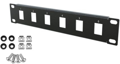 Stalflex Patch Panel Standard 10 Pulgadas 1U - 6 Puertos Keystone Panel de parcheo - Fabricado en Acero - Patchpanel RJ45 sólo